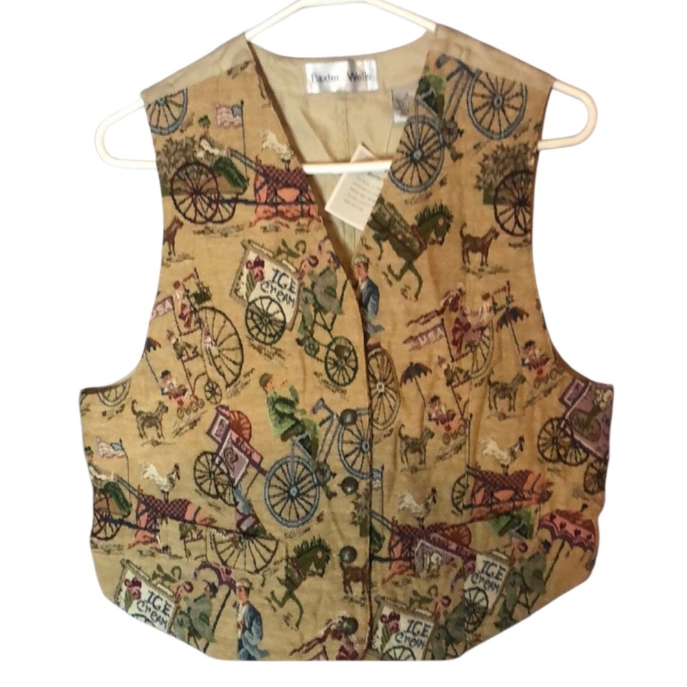 Woman’s spring Easter Baxter & wells Y2k fall preppy old stock Carousel Vest - Picture 2 of 10